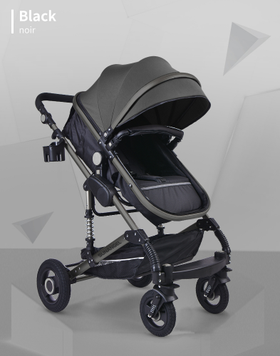 Chariot pour bébé 3 en 1 en acier avec finition gris taupe et noir VidaXL  10331 - Habitium®